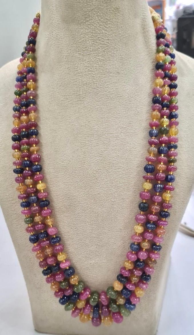 Multi sapphire pumpkin beads necklace