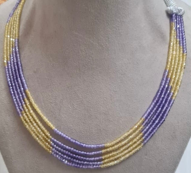 CZ purple lavender and yellow necklace