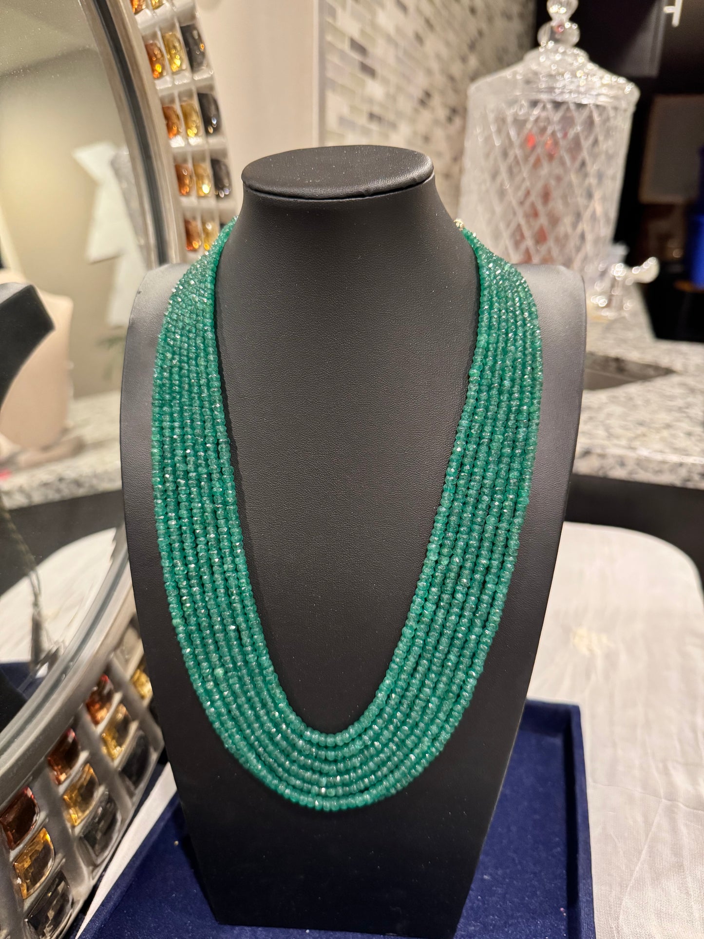 Emerald cut finish necklace 4-5 mm bead size