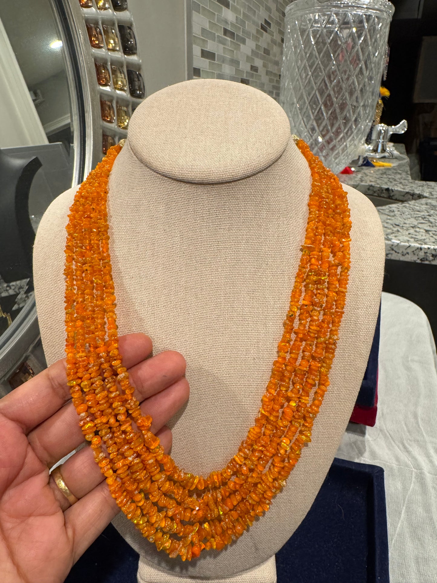 Fire opal necklace