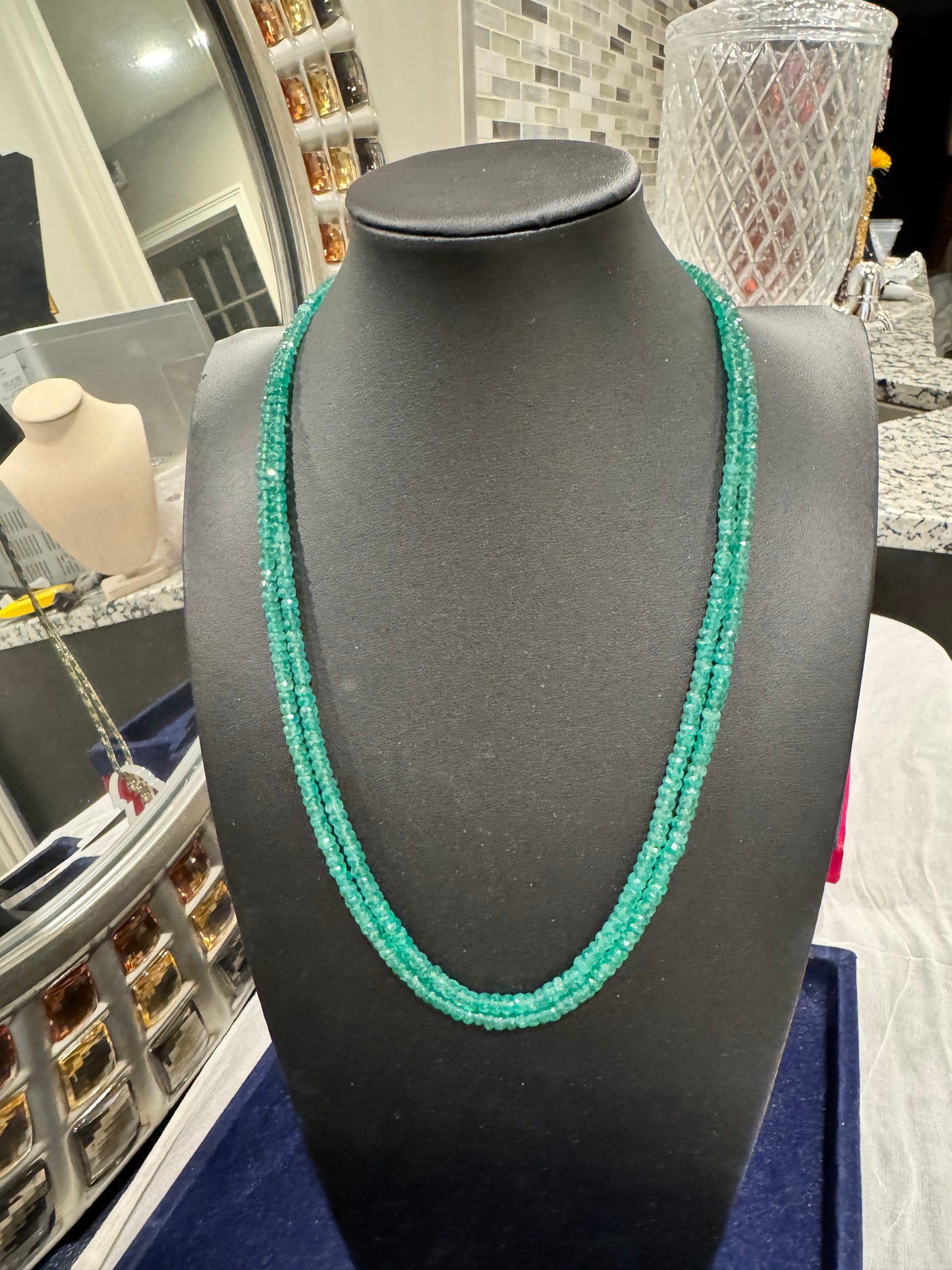 Emerald cut finish necklace 4-5 mm bead size