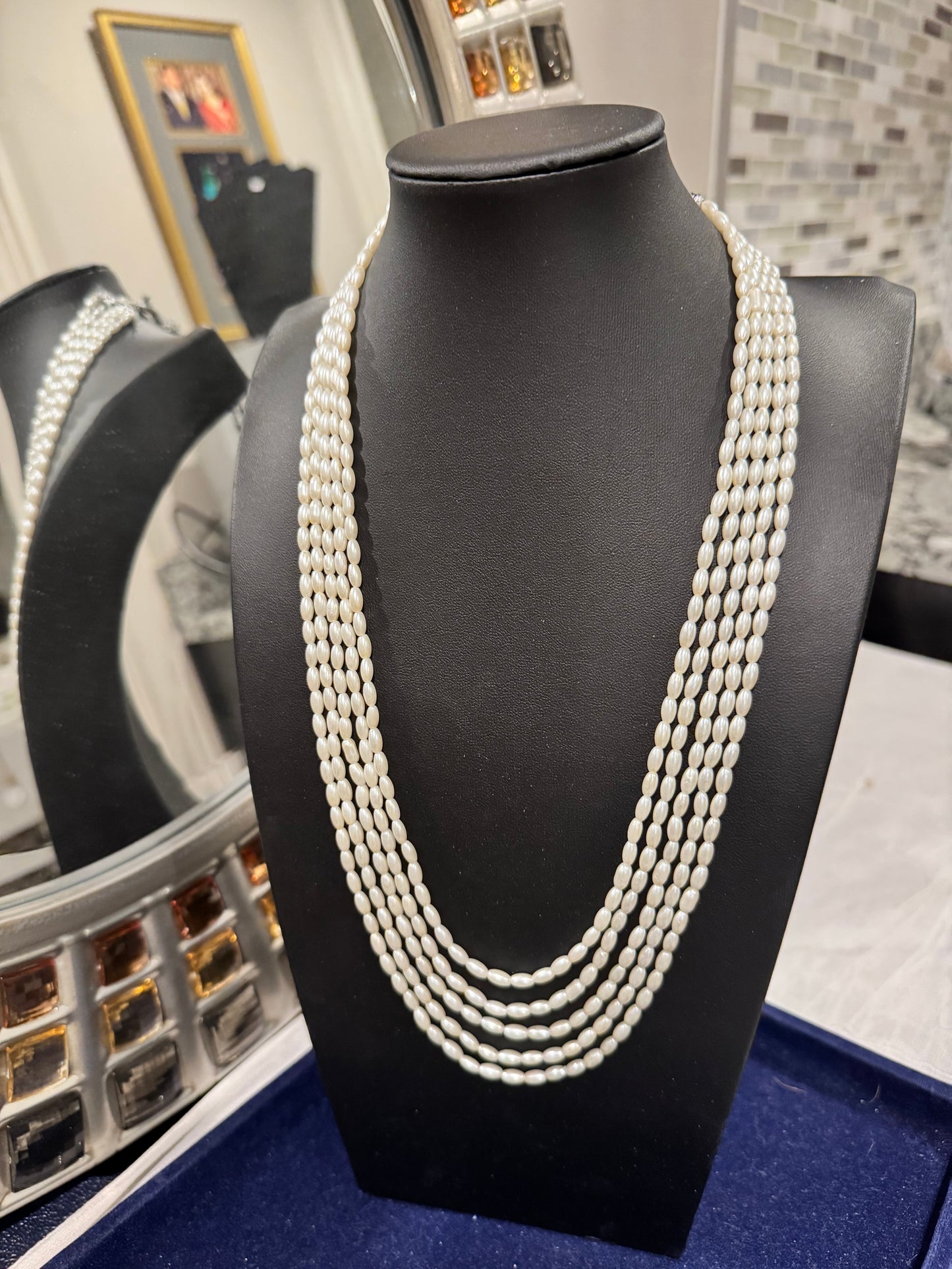 Shell Pearls necklace rice shape 3.5 mm small size