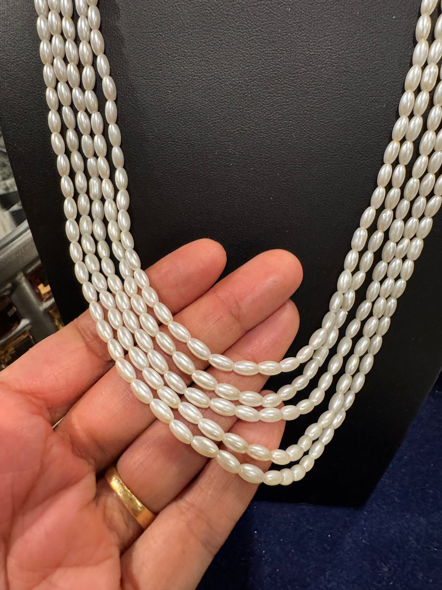 Shell Pearls necklace rice shape 3.5 mm small size