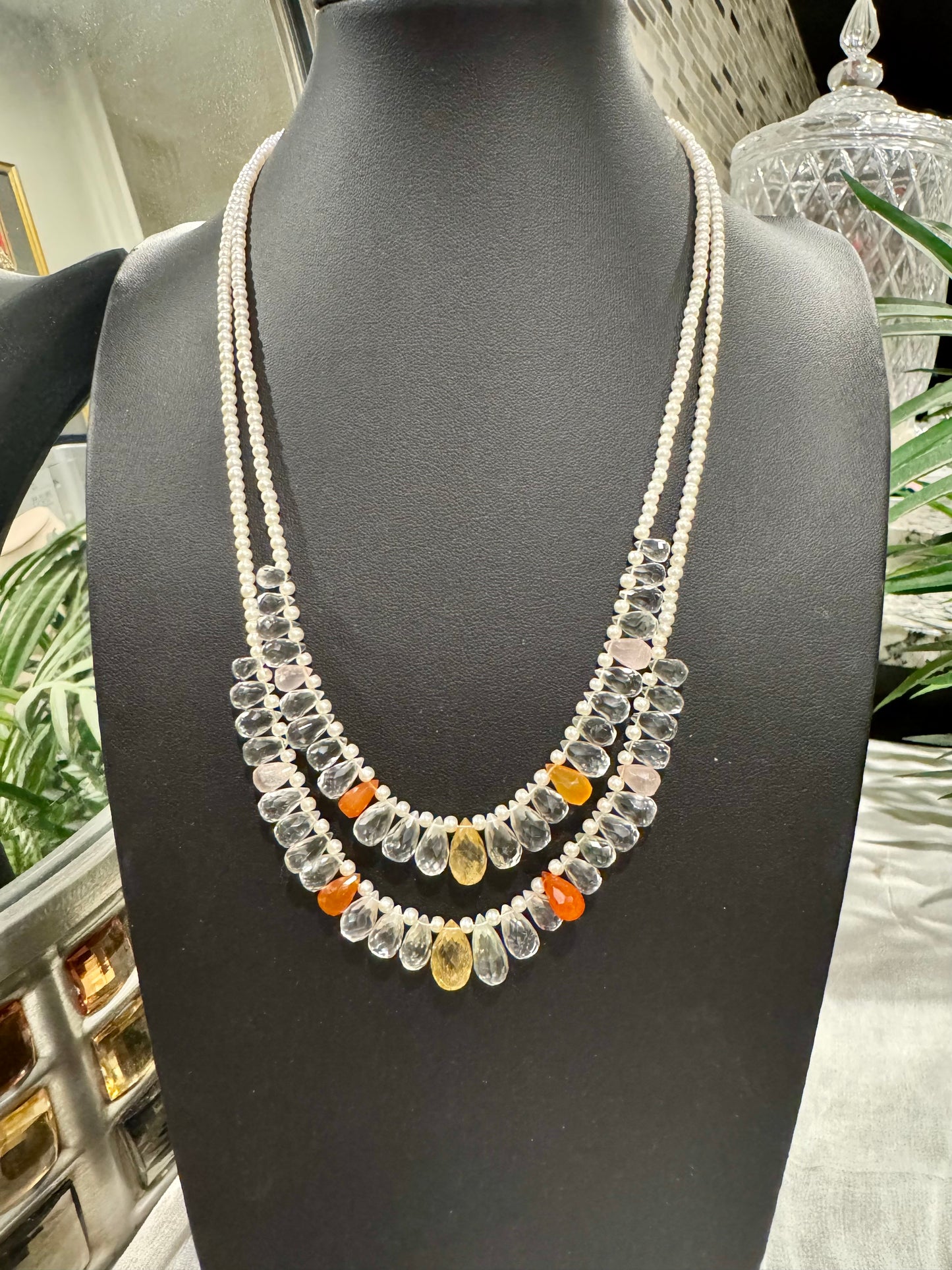 Natural beads drops necklace