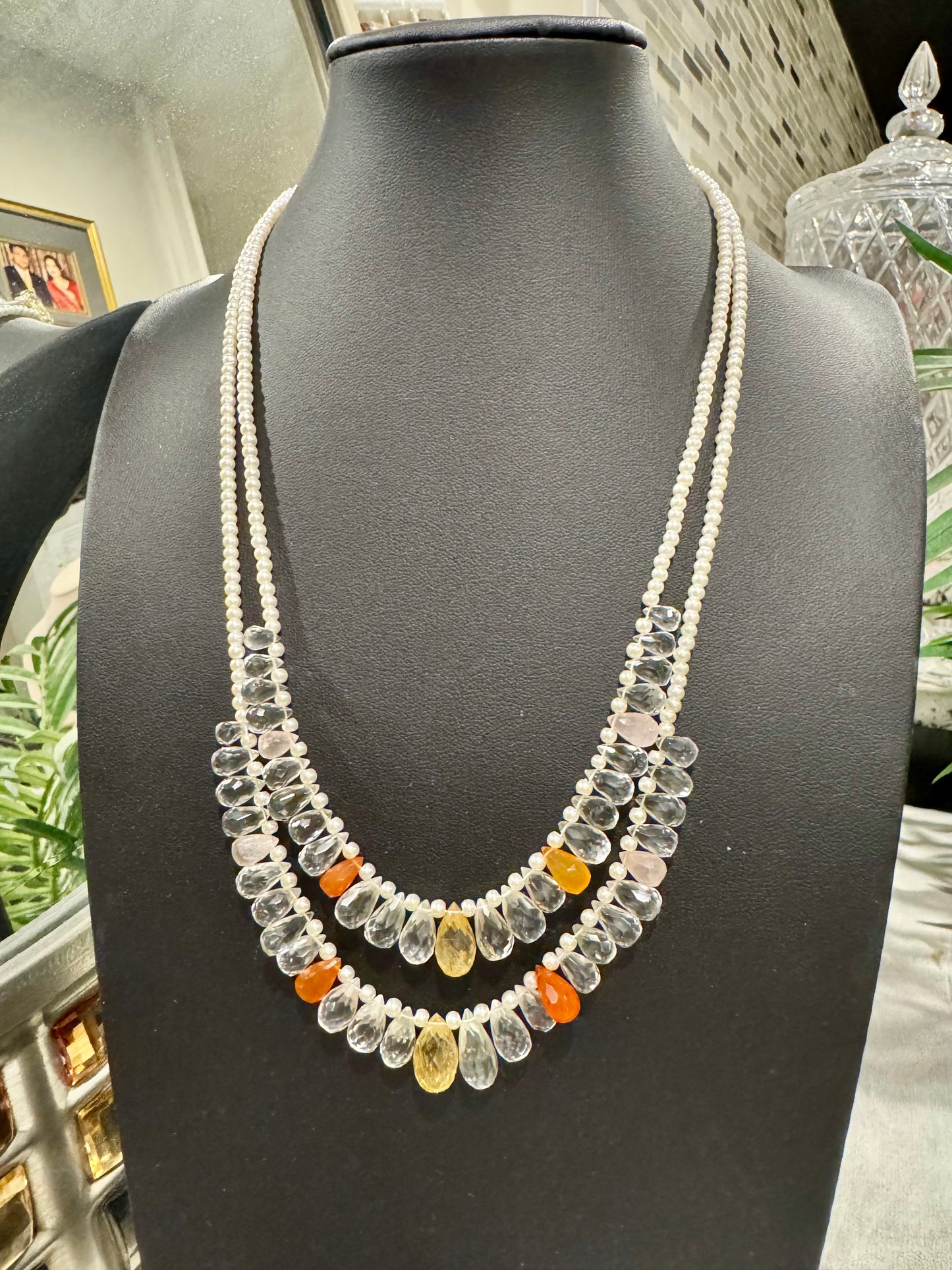 Natural beads drops necklace