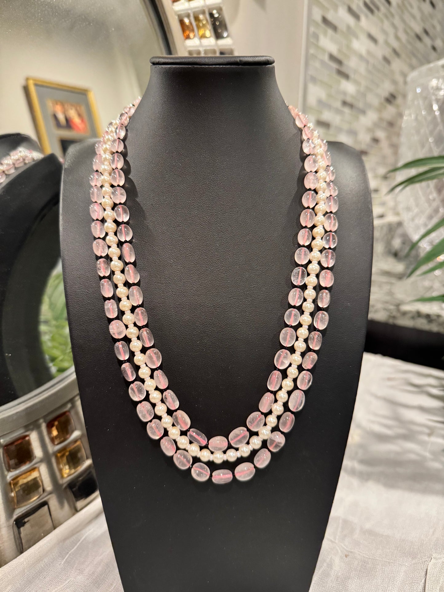 Rose quartz designer necklace