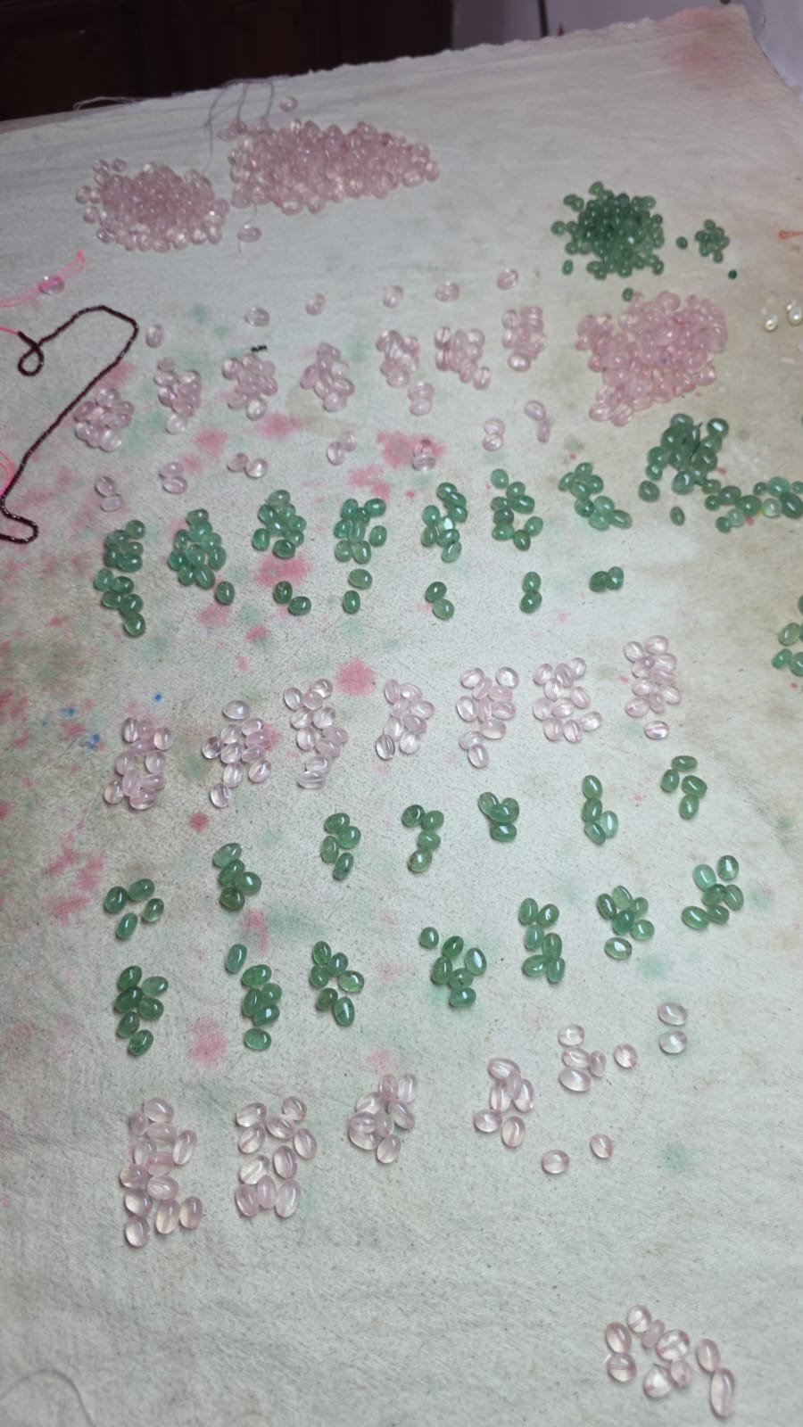 Designer rose quartz and green strawberry quartz necklace