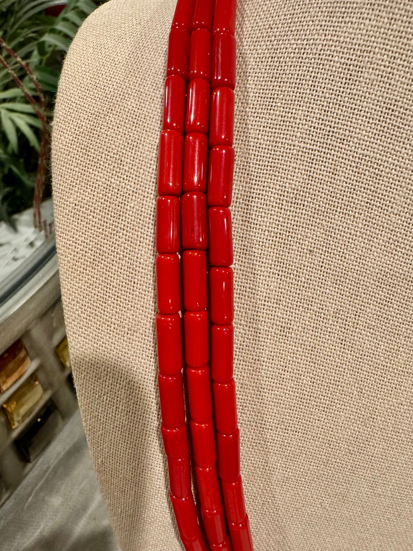 Taiwanese coral necklace pipe / tube shape beads