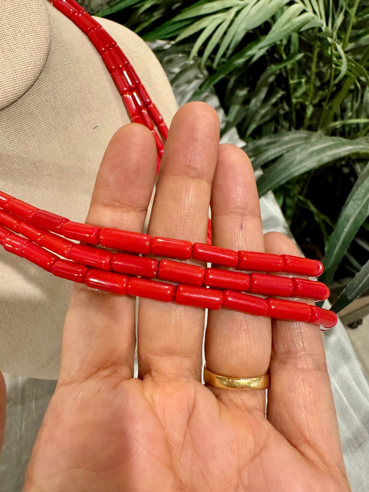 Taiwanese coral necklace pipe / tube shape beads