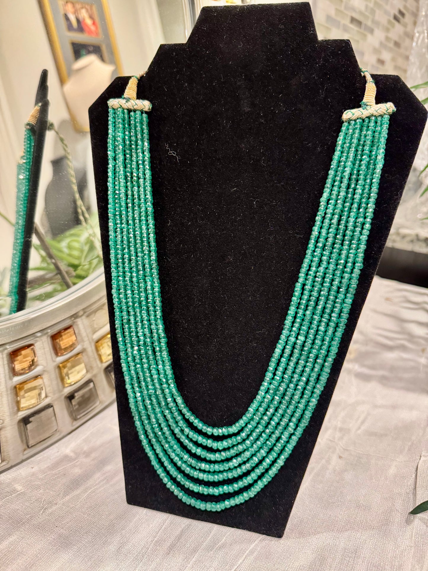 Emerald cut finish necklace 4-5 mm bead size