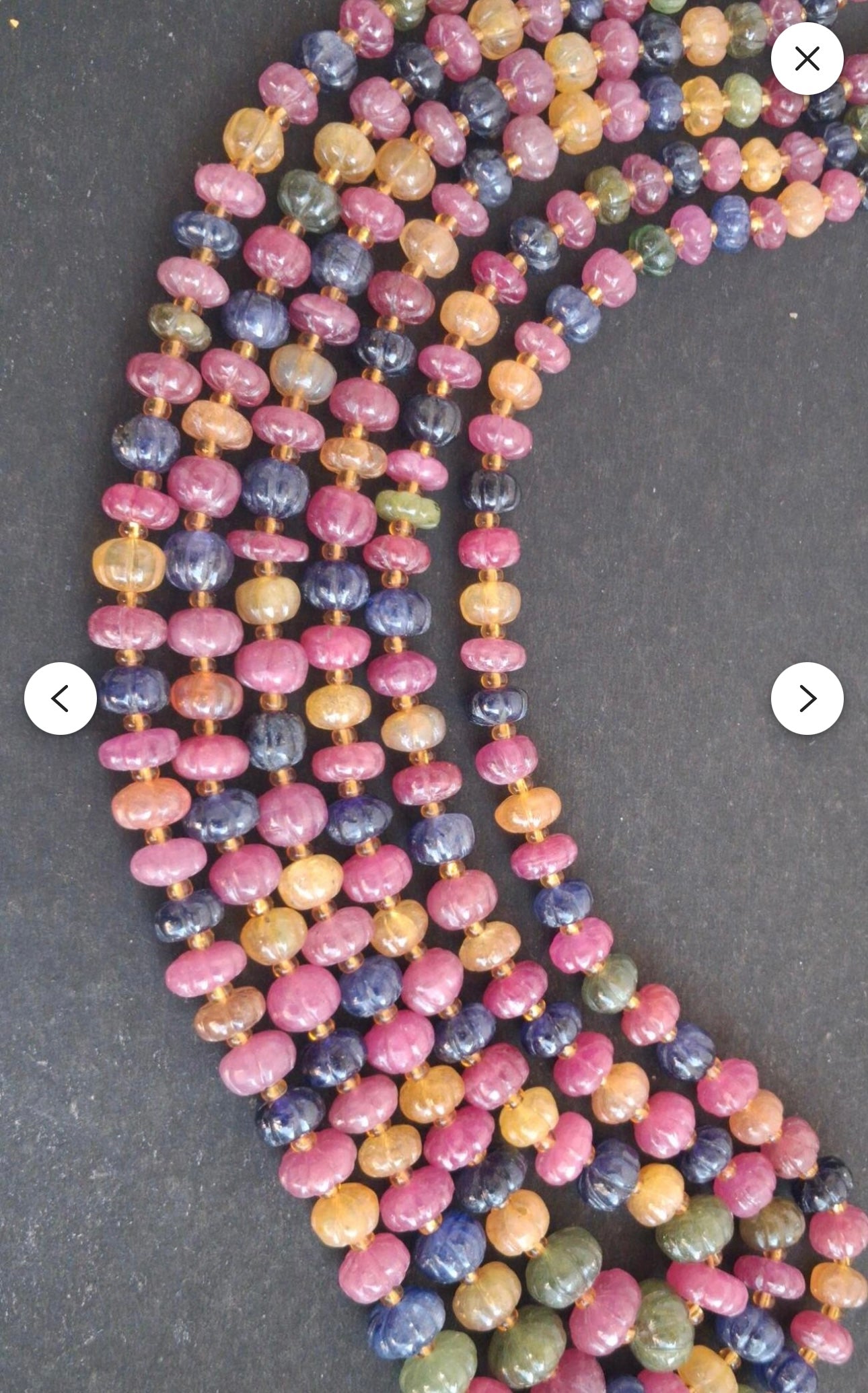 Multi sapphire pumpkin beads necklace
