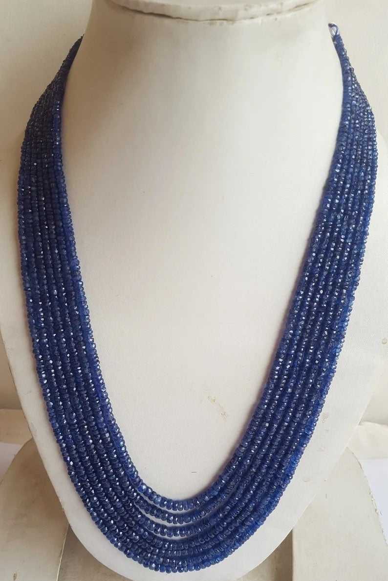 Blue sapphire cut finish necklace