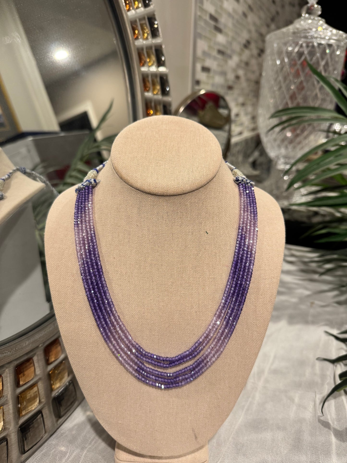 CZ purple lavender and white necklace