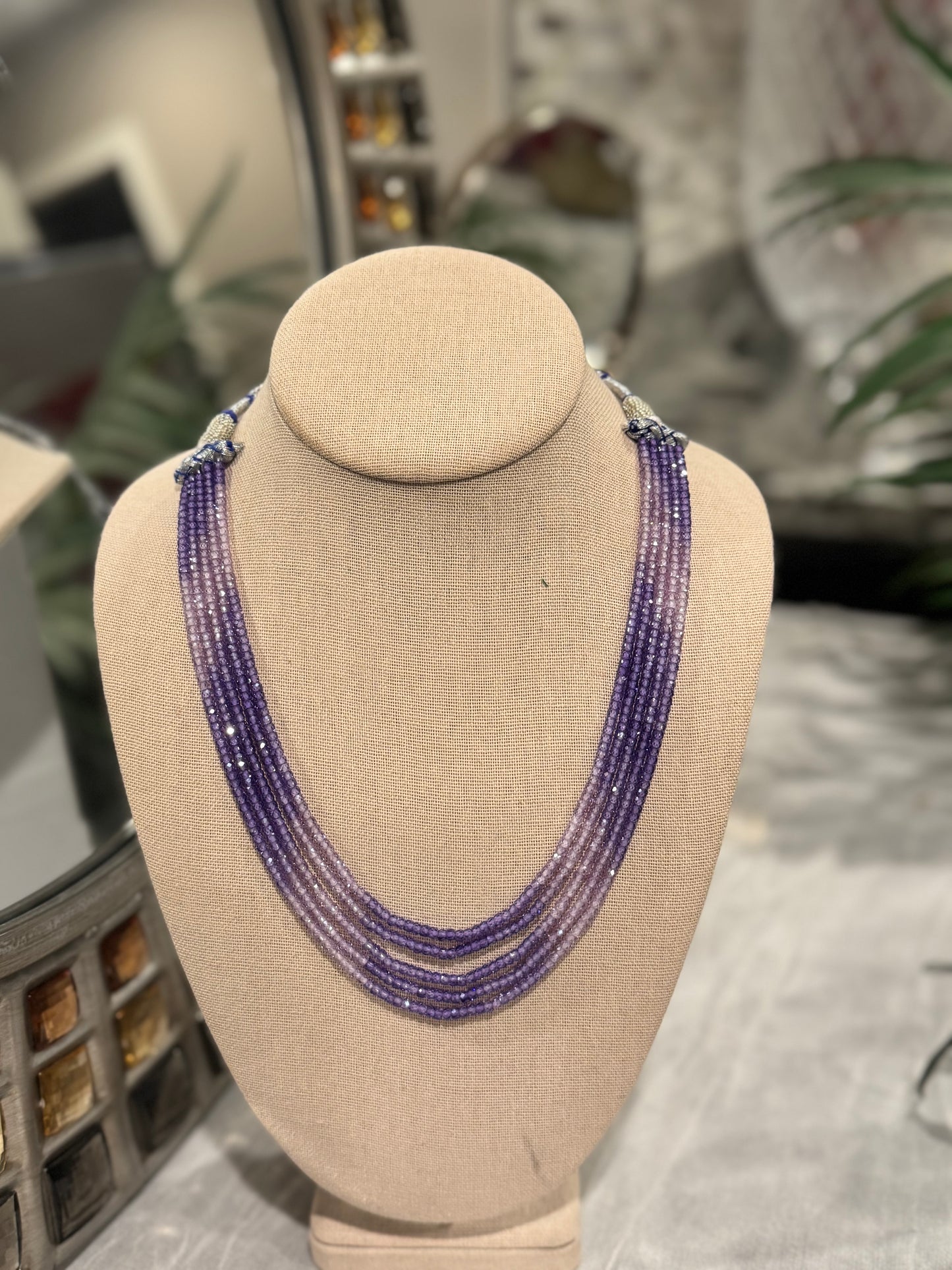 CZ purple lavender and white necklace