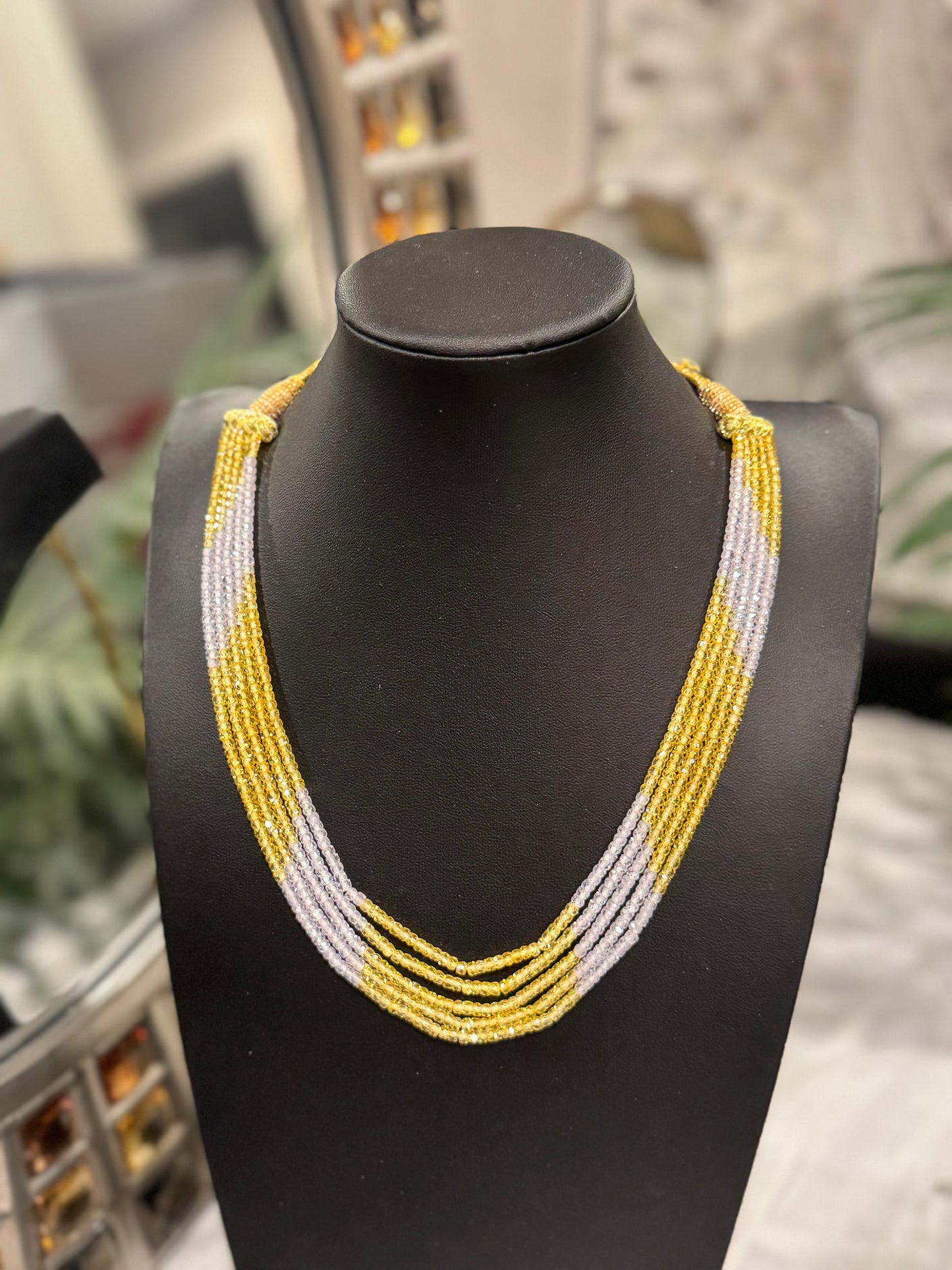 CZ yellow and white necklace