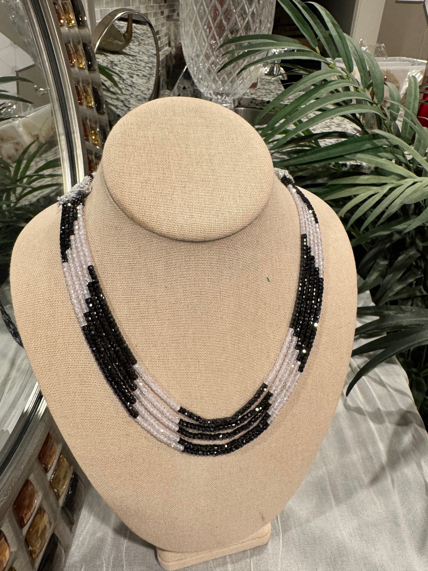 CZ black and white necklace
