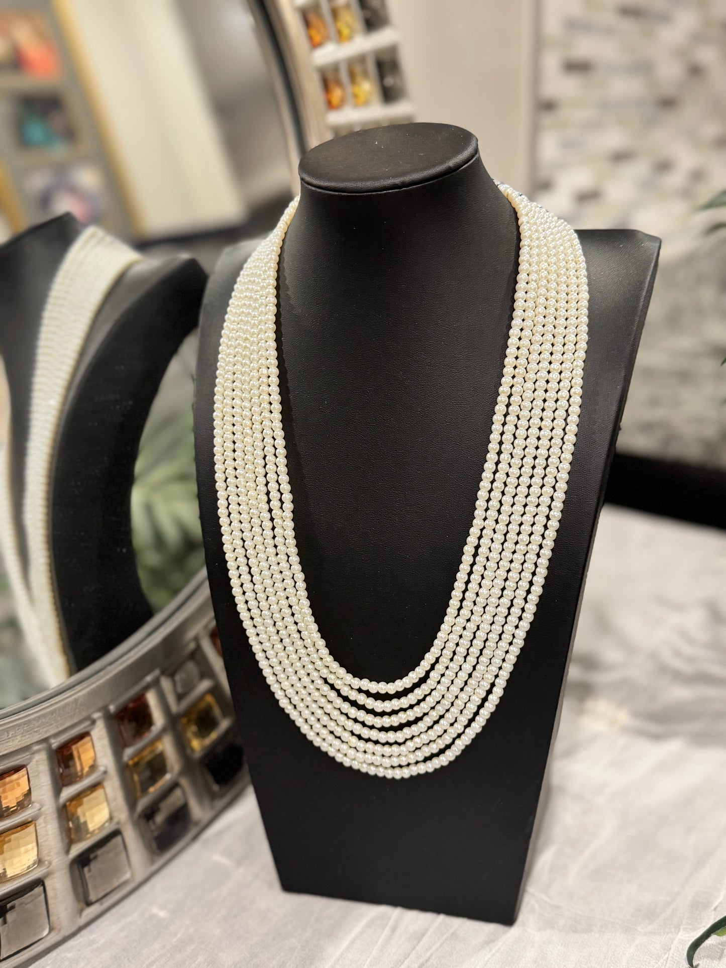 Shell pearls round small 4.5 mm necklace