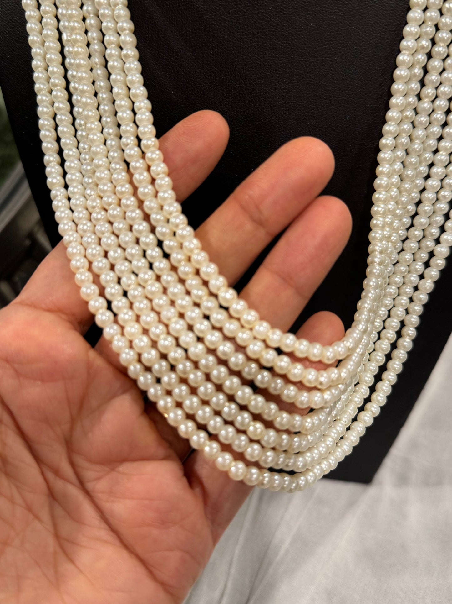Shell pearls round small 4.5 mm necklace