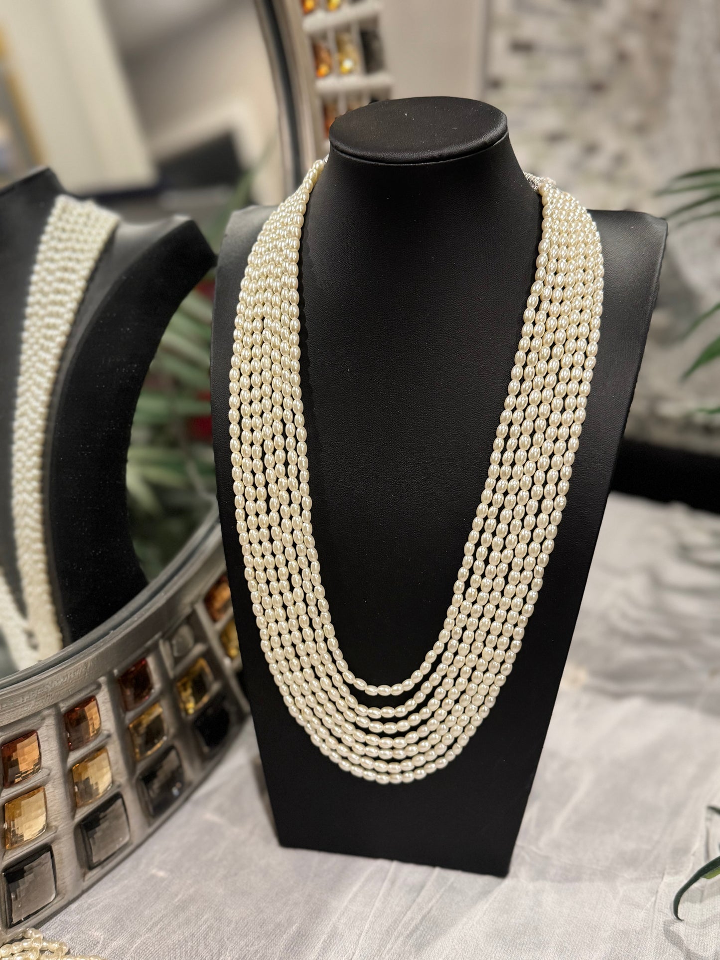 Shell pearls rice shape 4.5 mm oval necklace