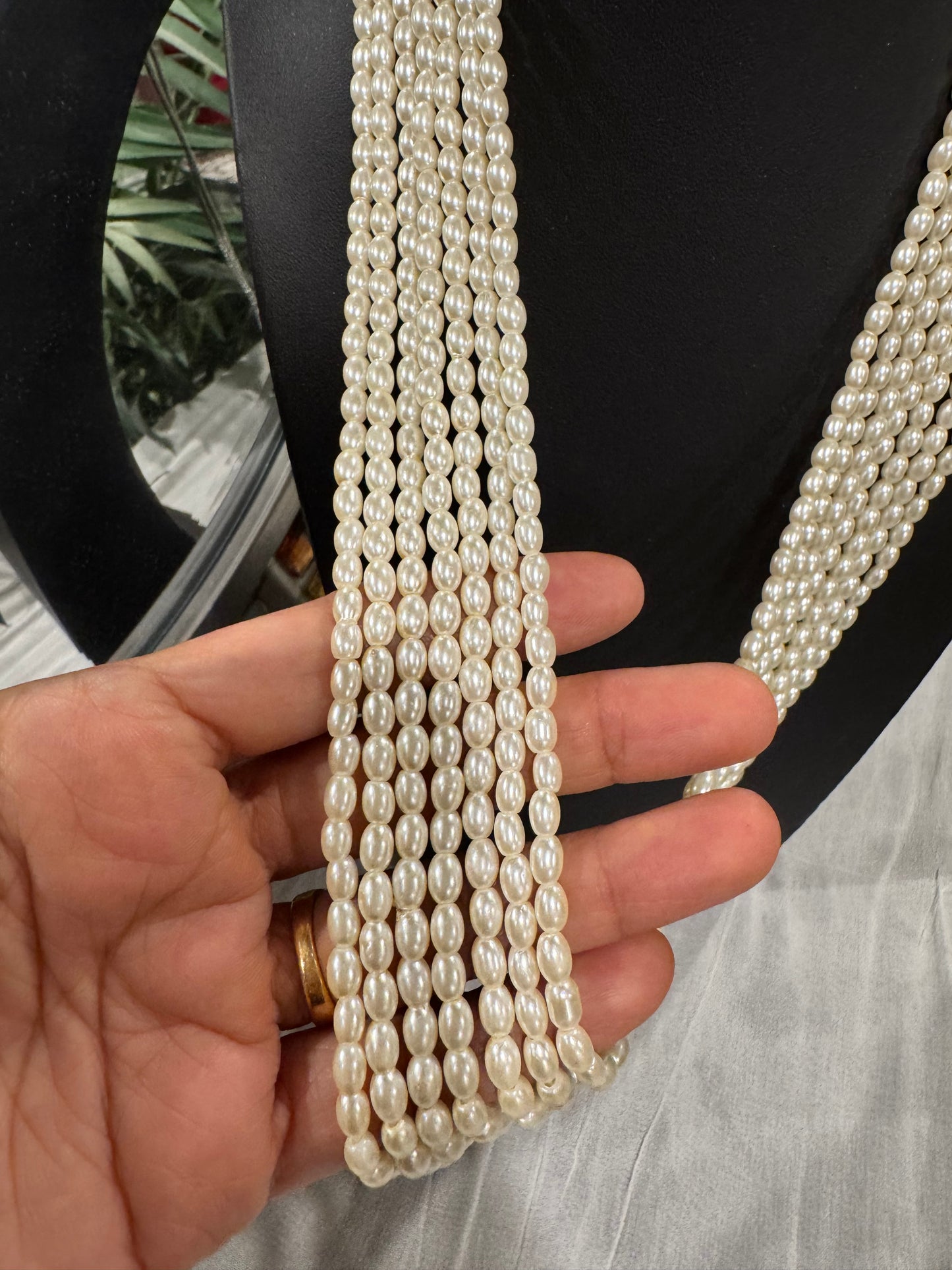 Shell pearls rice shape 4.5 mm oval necklace