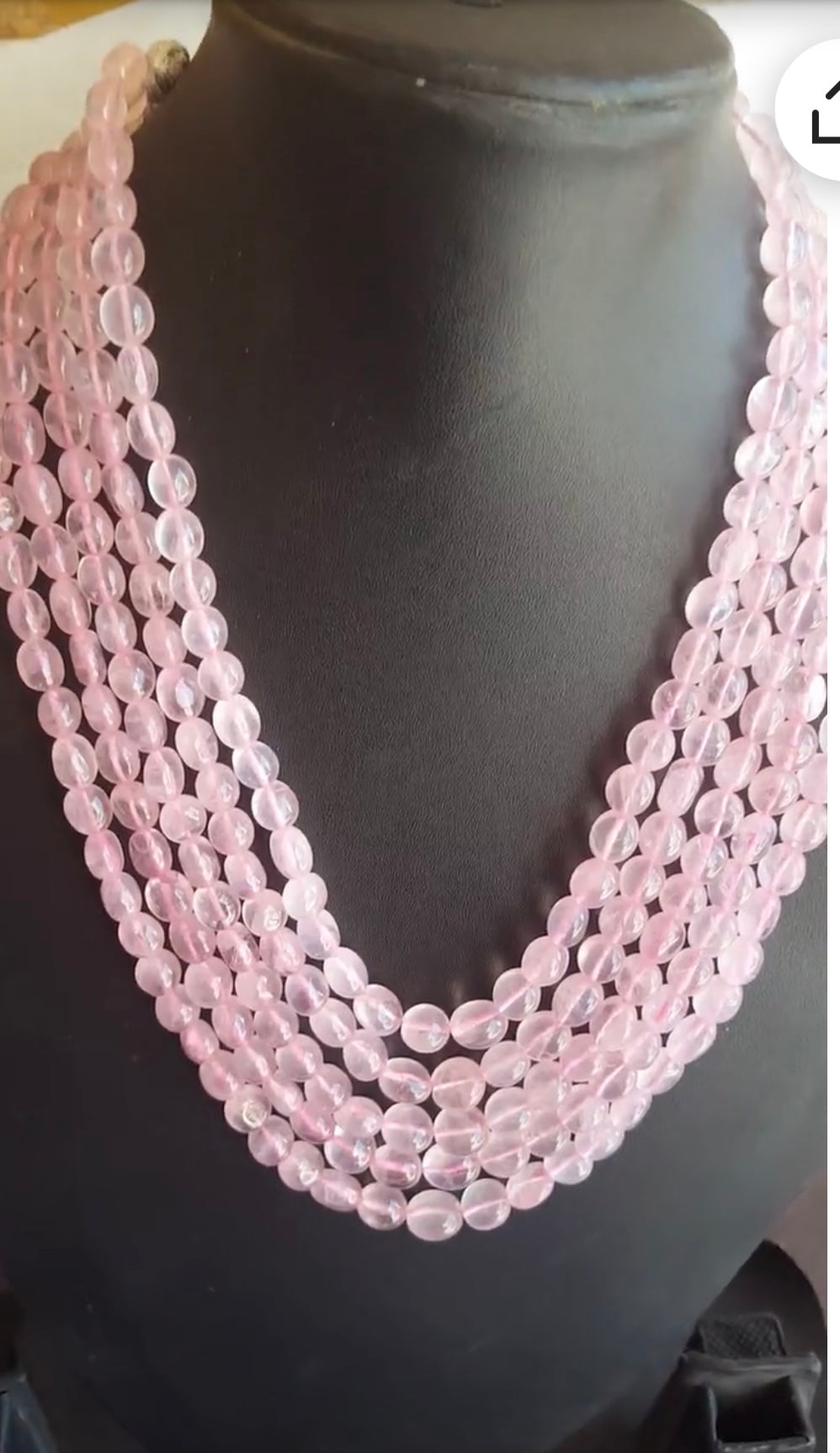Rose quartz oval smooth beads necklace