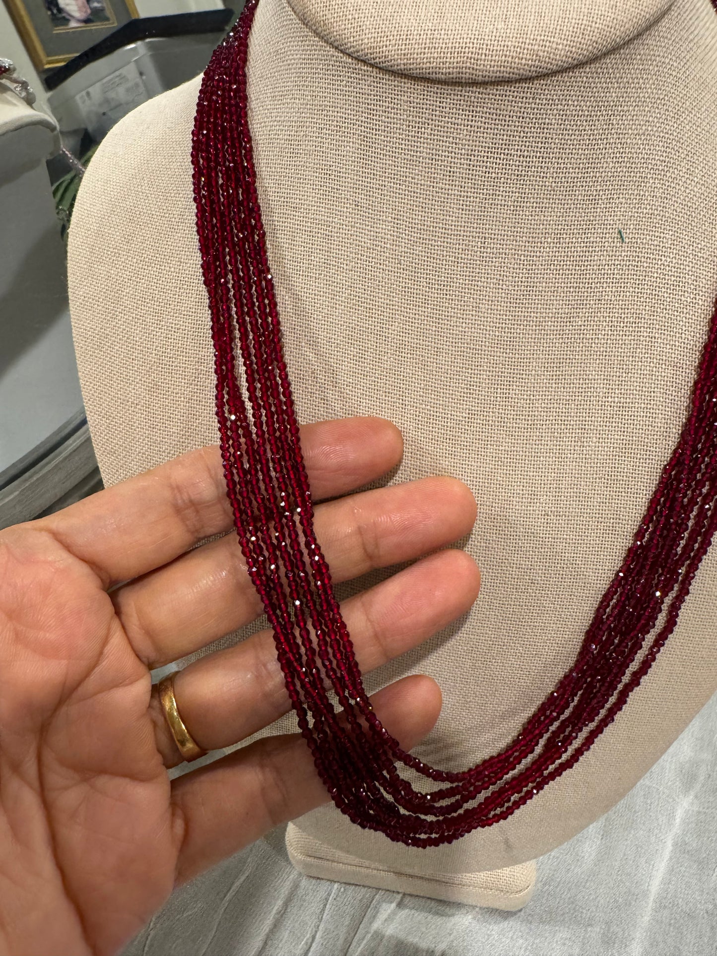 Red jade necklace 2 mm