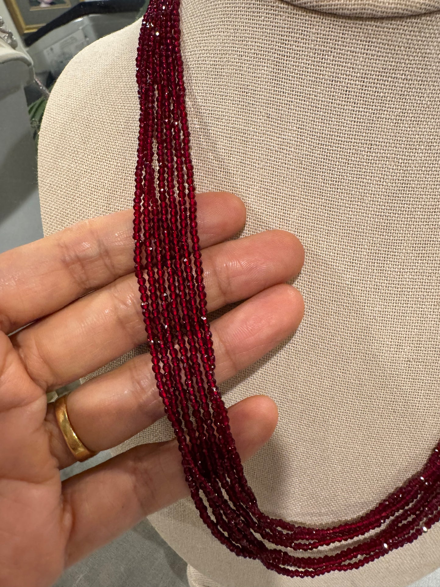 Red jade necklace 2 mm