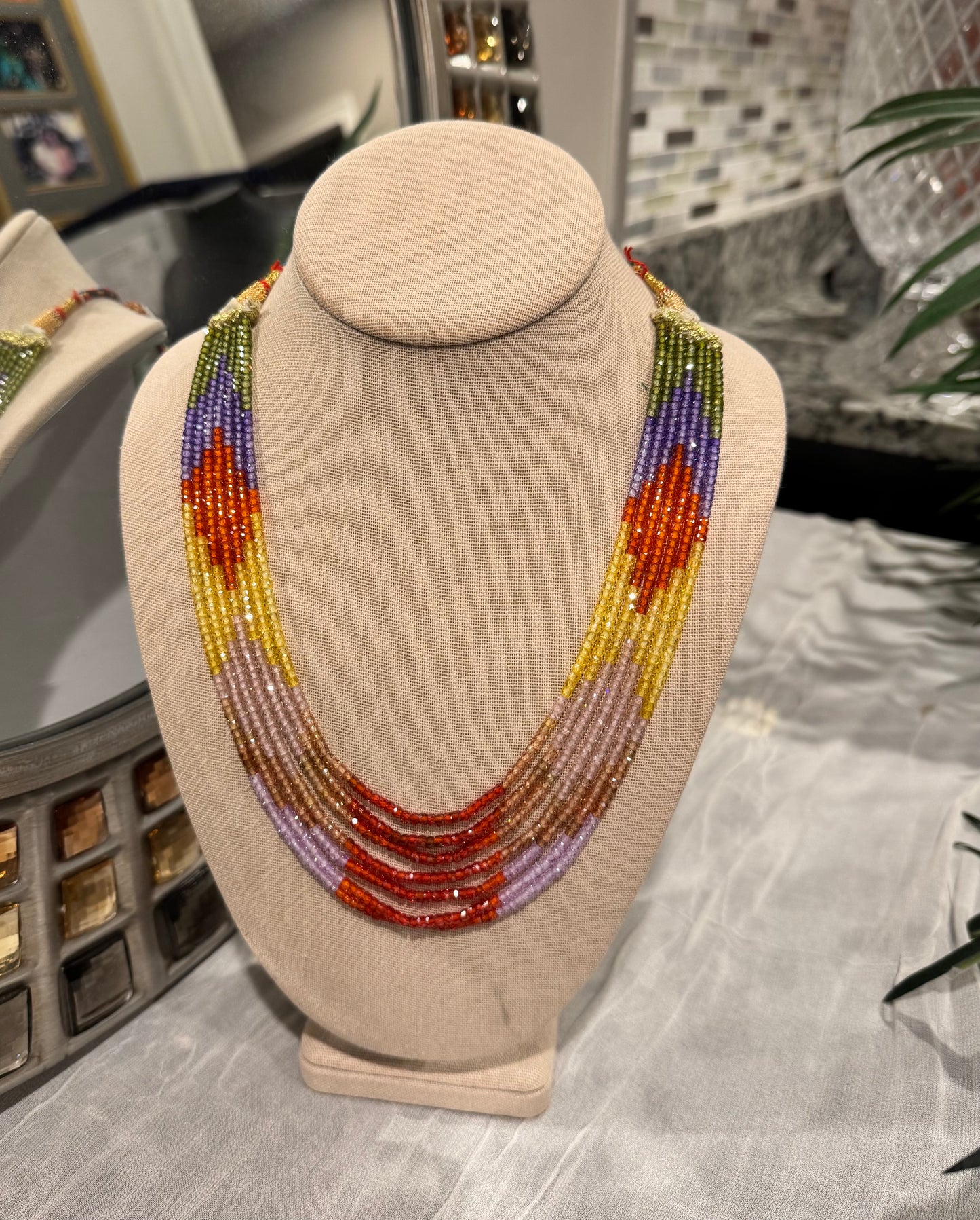 CZ cubic zirconia multi color necklace