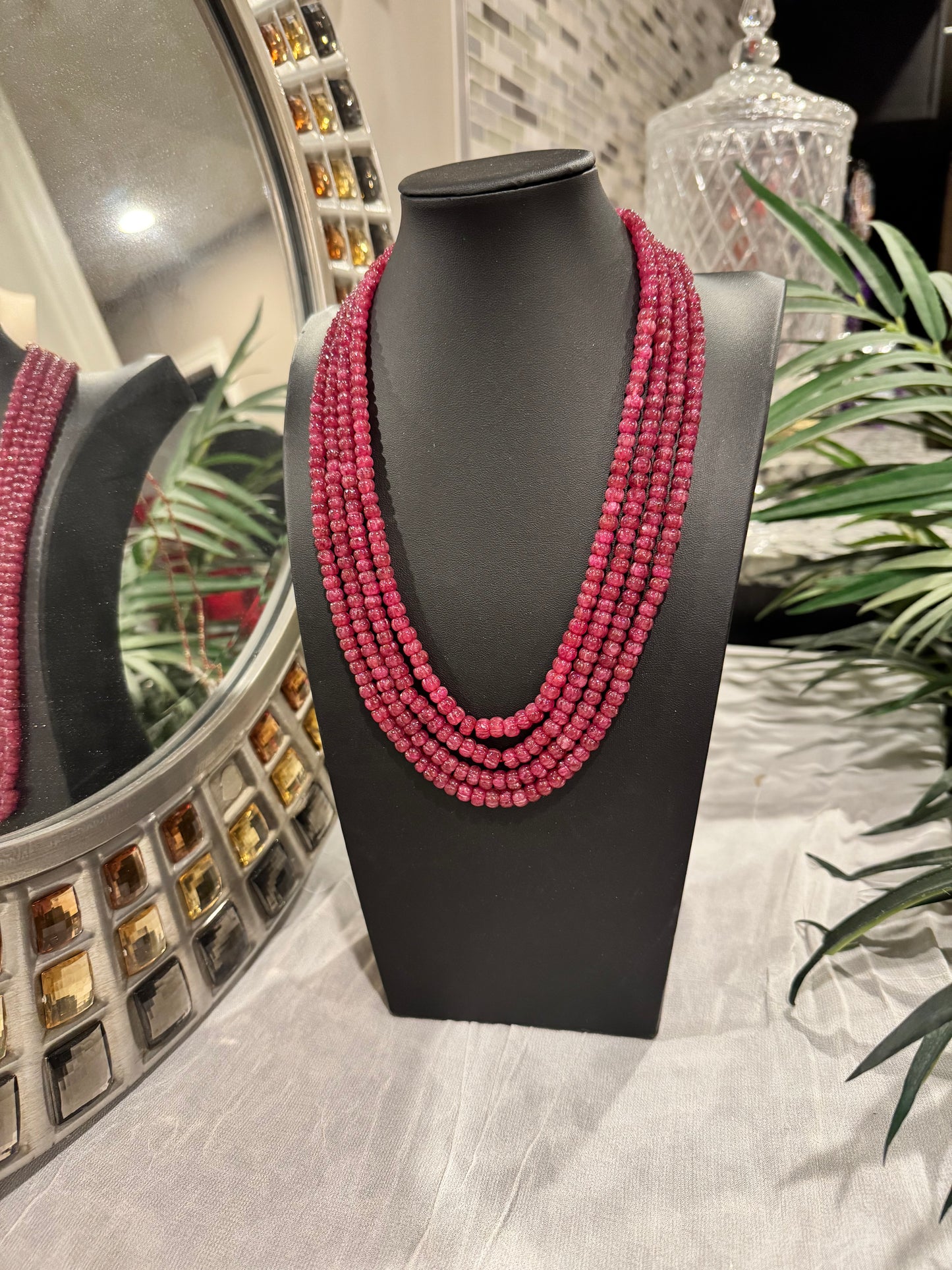 Red maroon shade pumpkin quartz necklace