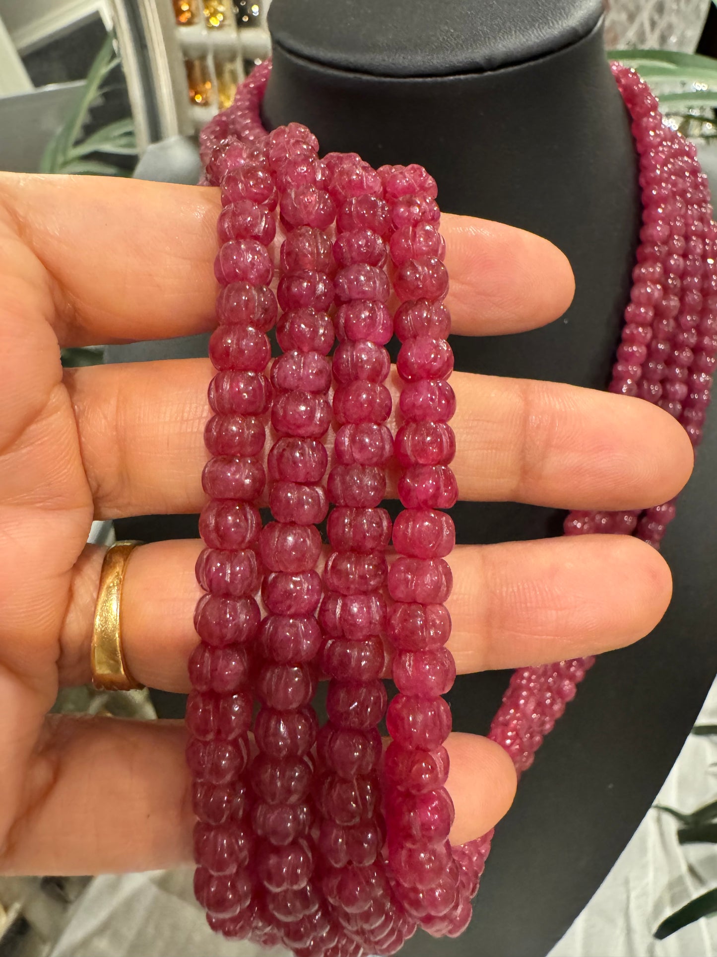 Red maroon shade pumpkin quartz necklace