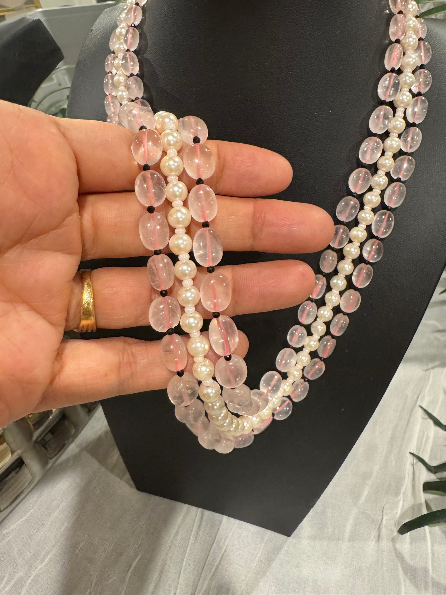 Rose quartz designer necklace