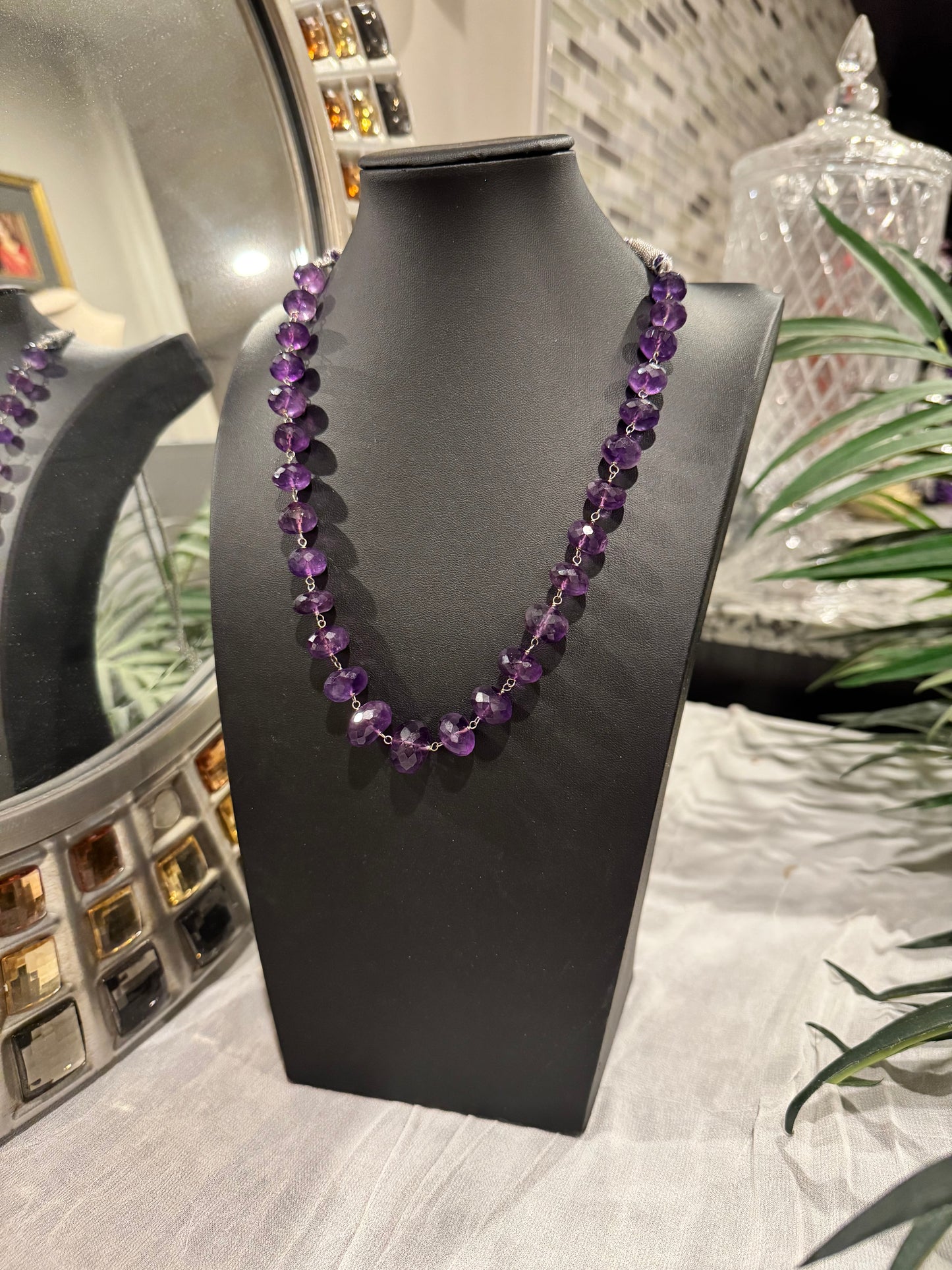 Amethyst cut finish necklace big size beads