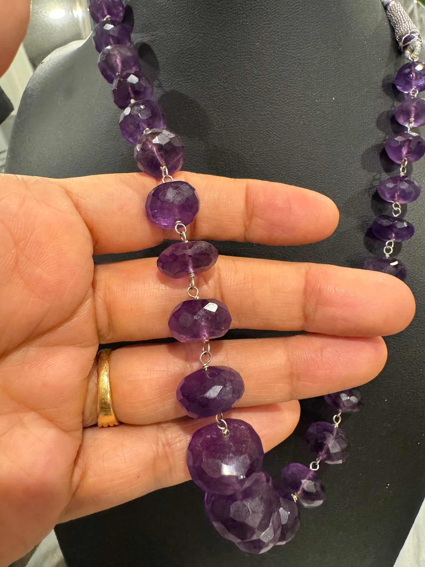 Amethyst cut finish necklace big size beads