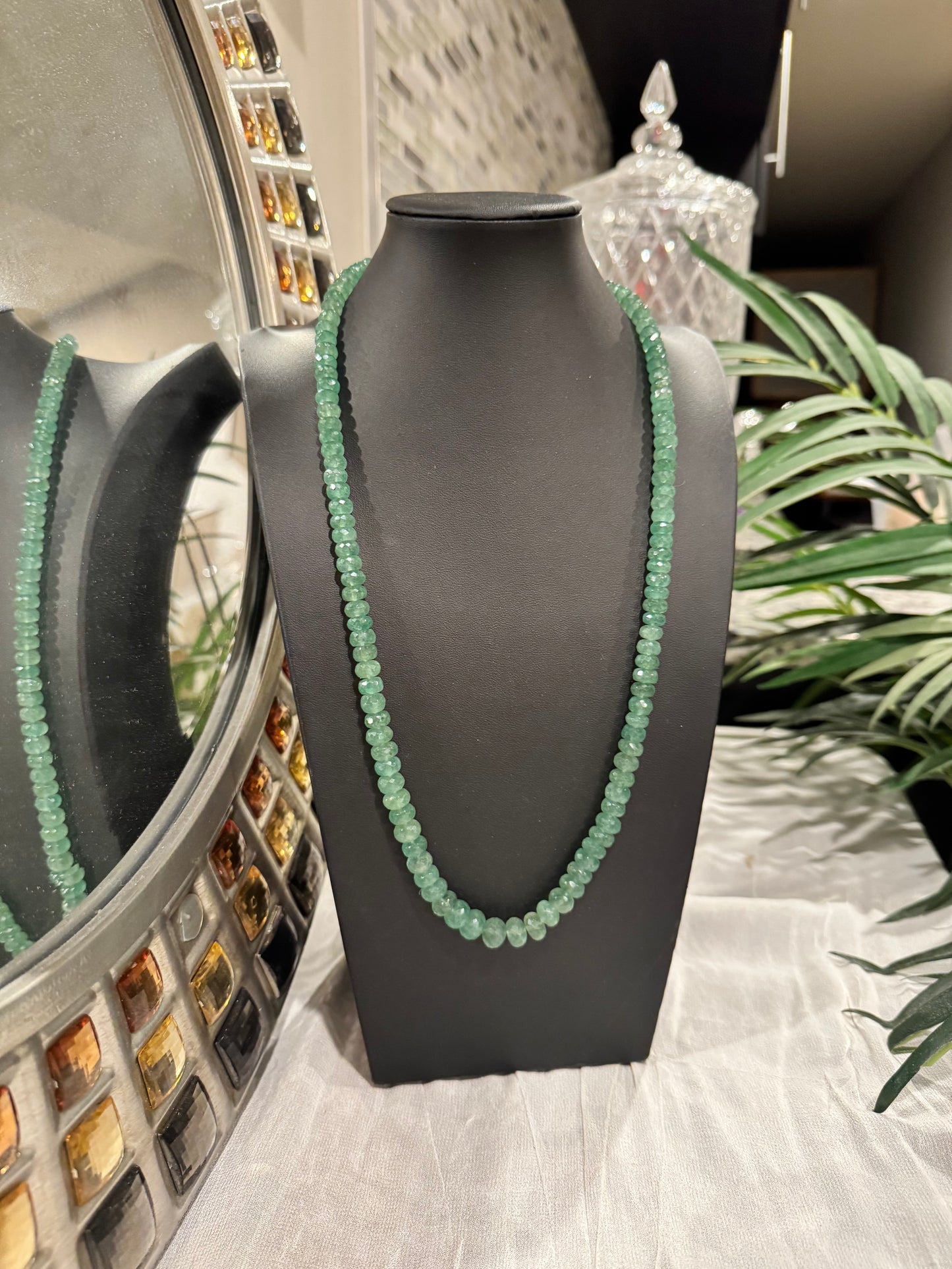 Natural green strawberry quartz cut finish