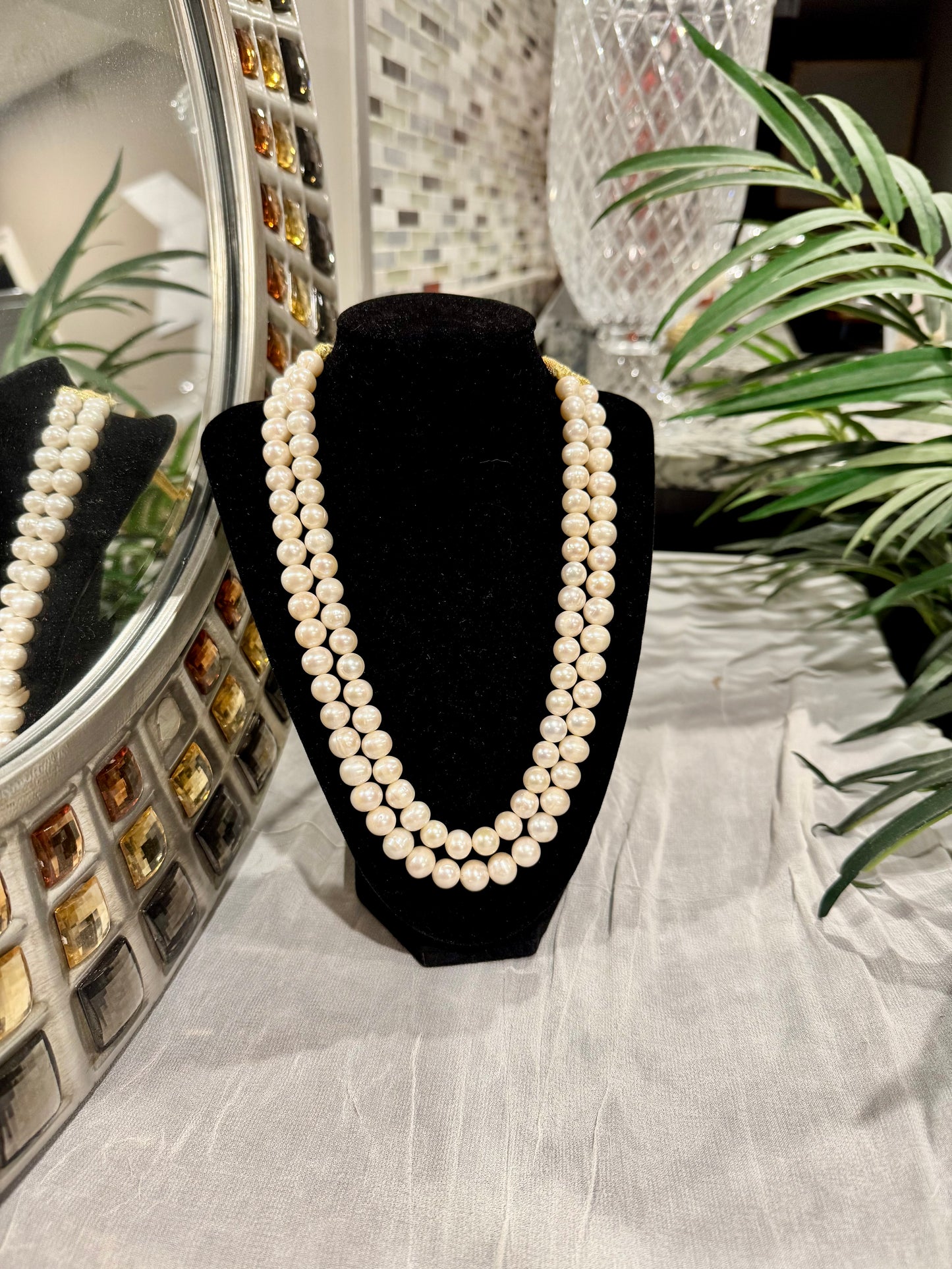 Freshwater pearls necklace round 10 mm size beads