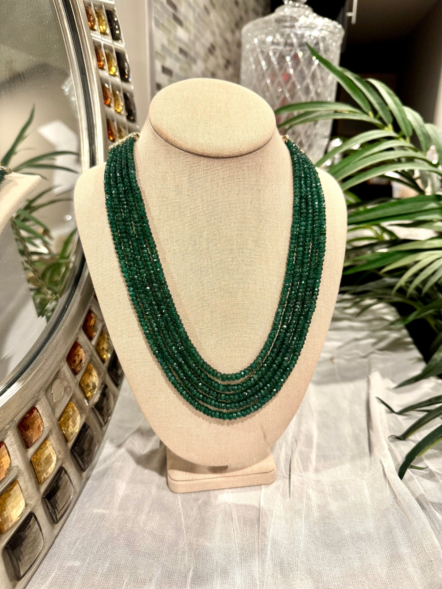 Emerald cut finish dark shade necklace