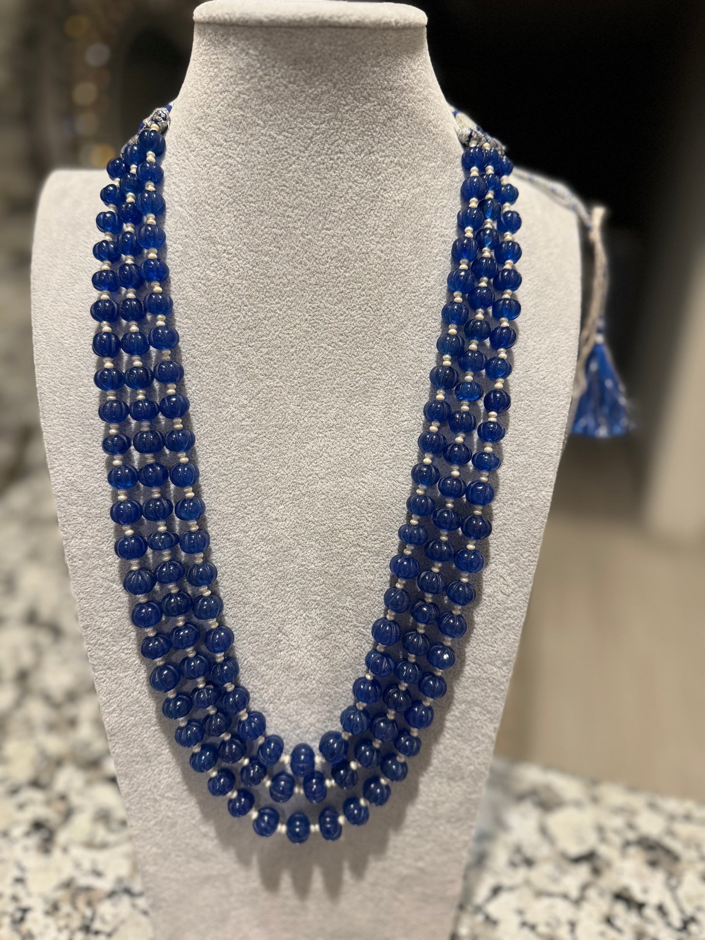 Blue pumpkin quartz necklace