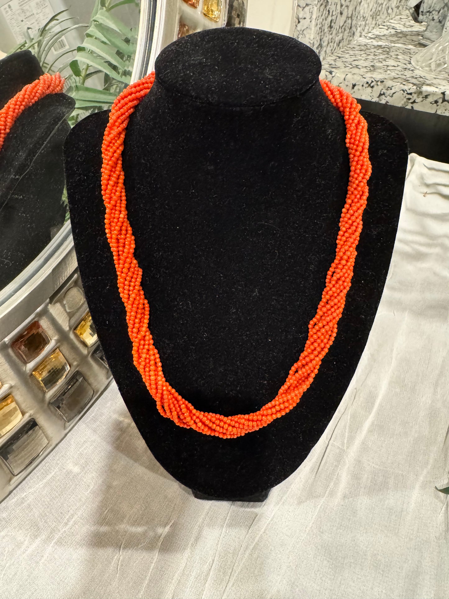 Natural Italian Corals 2.5 mm round beads necklace
