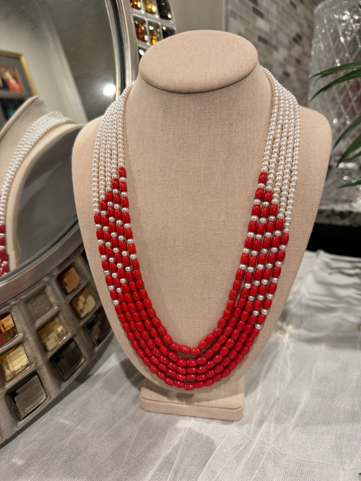 Designer corals and pearls necklace