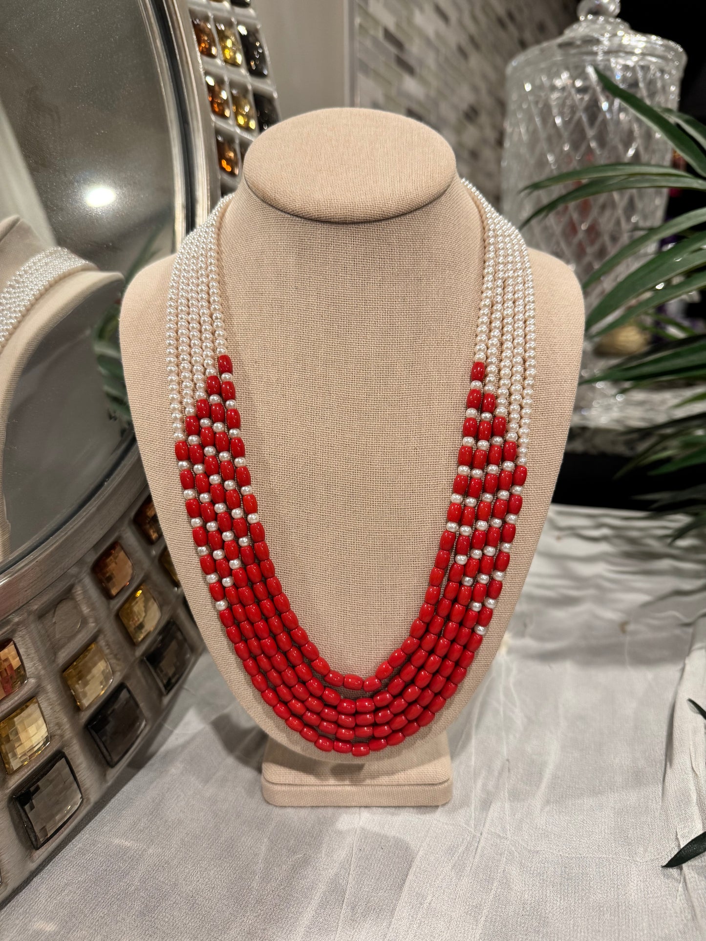 Designer corals and pearls necklace