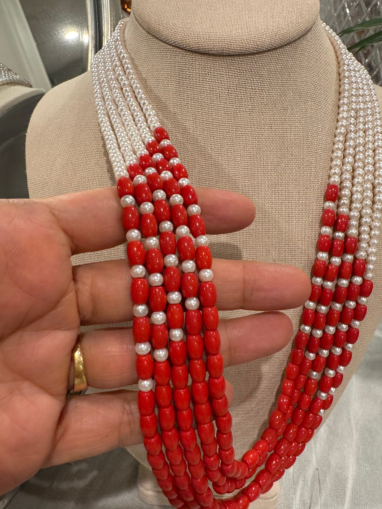Designer corals and pearls necklace