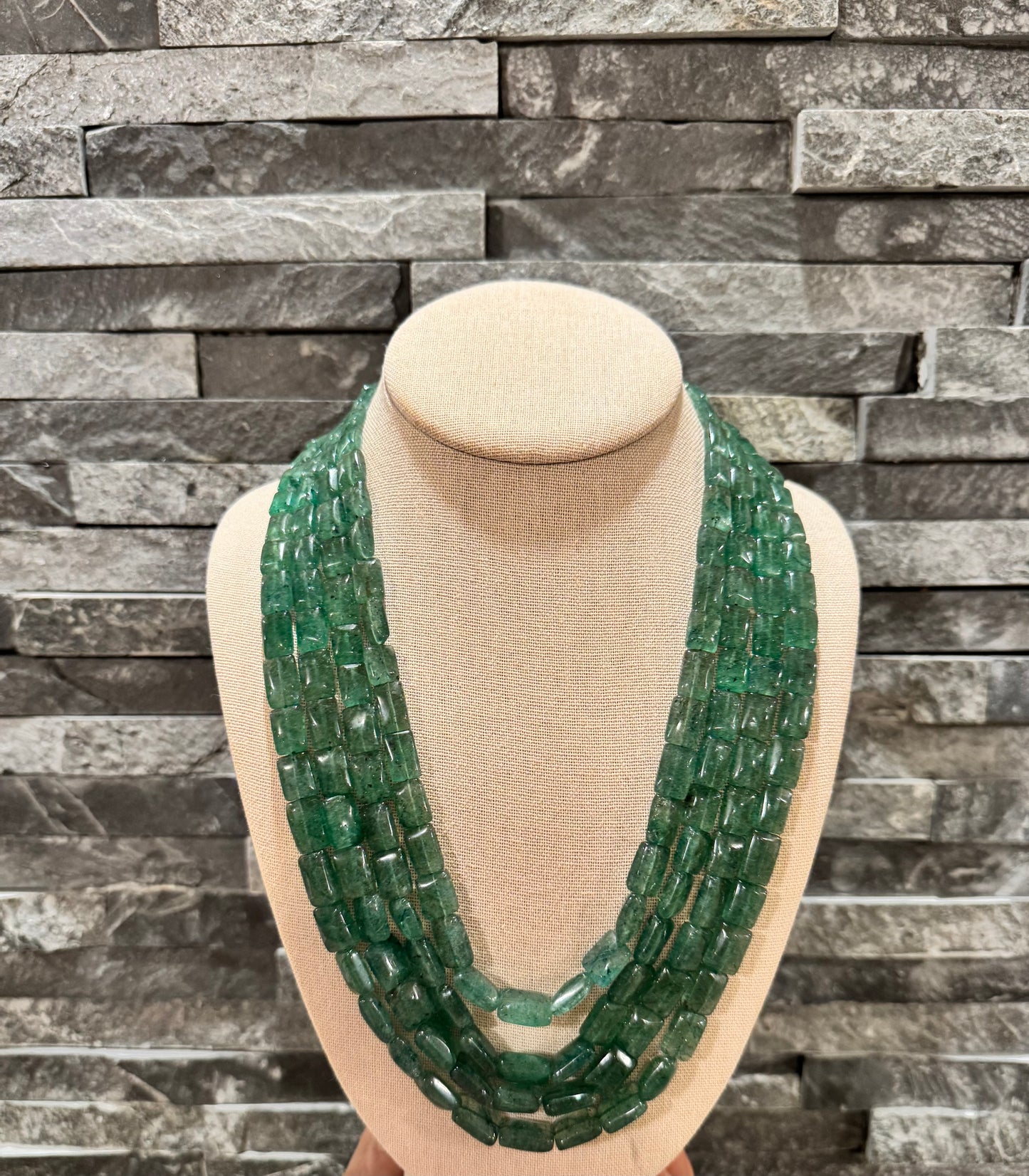 Designer strawberry quartz rectangle shape beads necklace