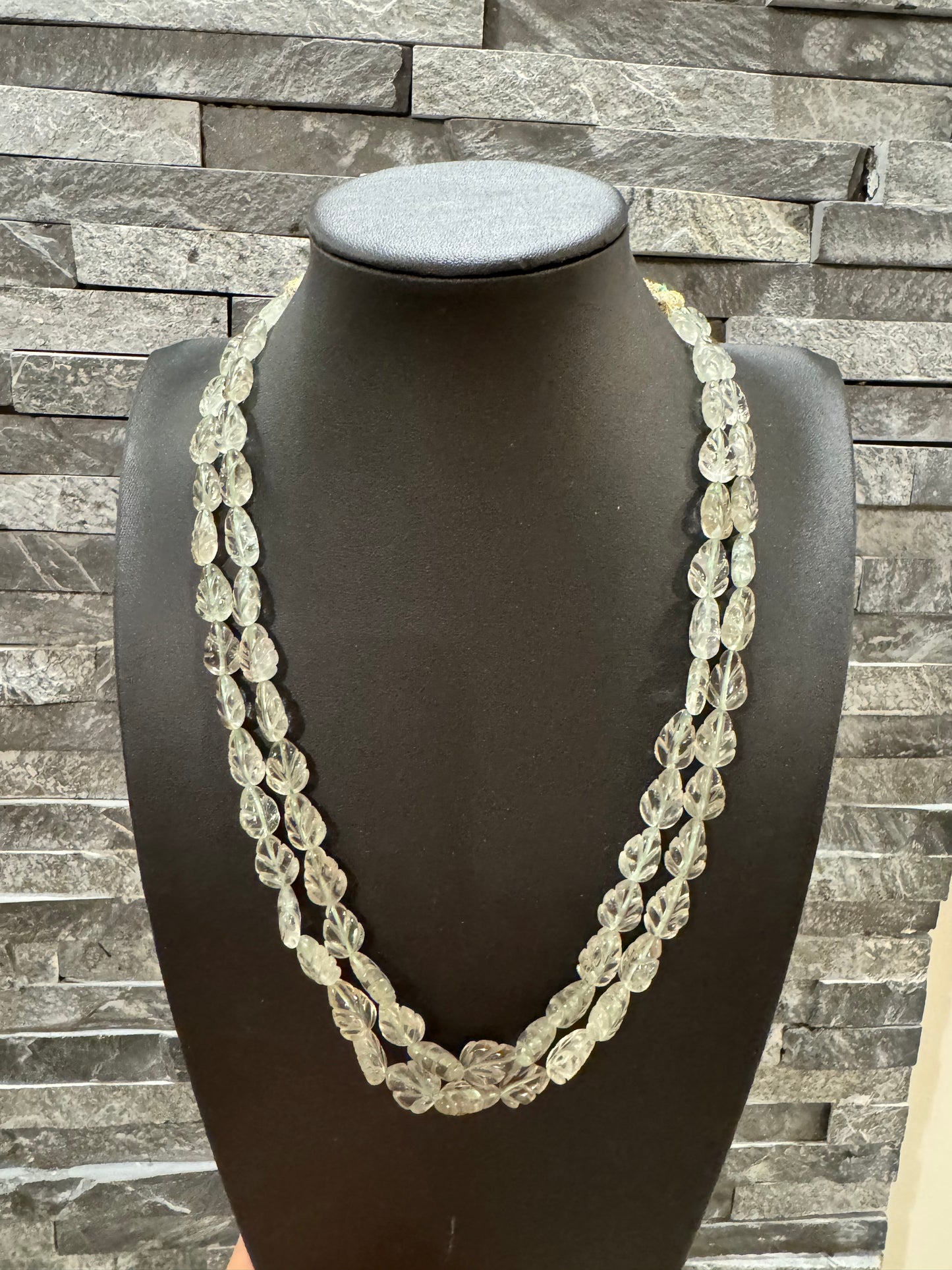 Green Amethyst leaf shape beads necklace