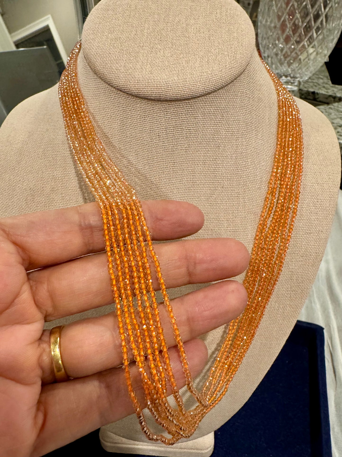Beige Orange jade necklace 2 mm