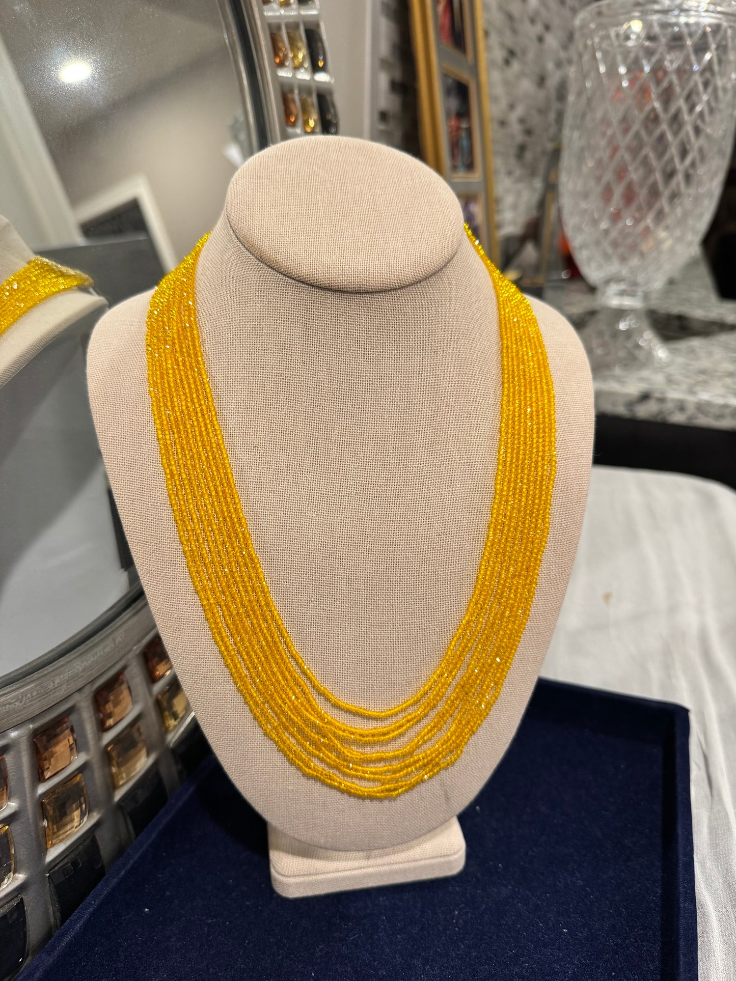 Yellow jade necklace 2 mm