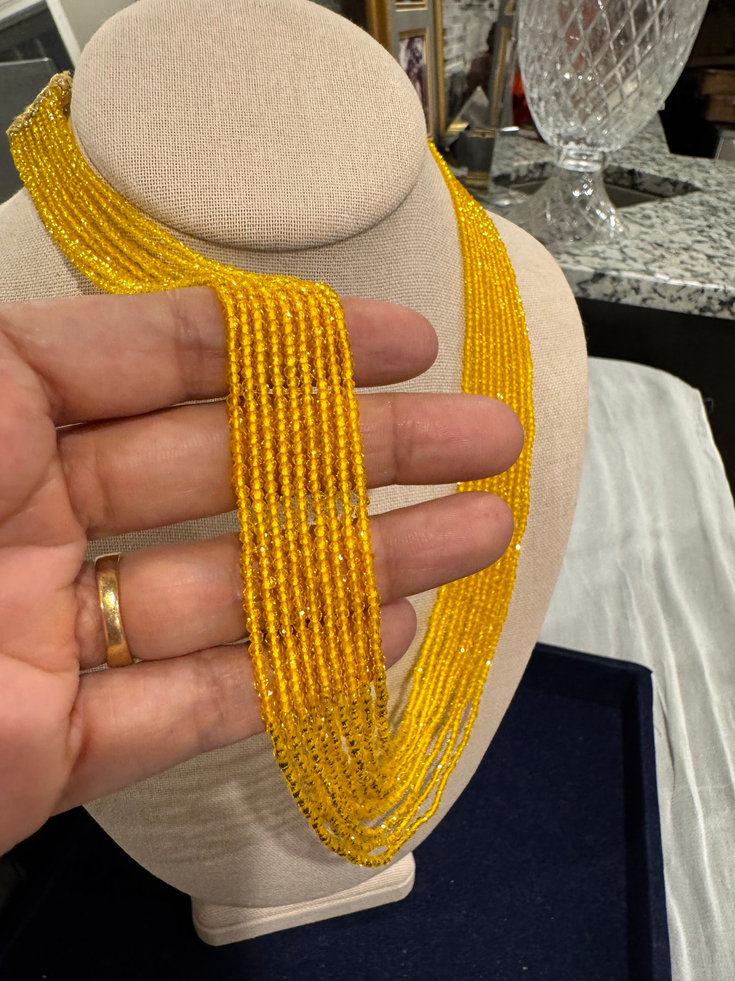 Yellow jade necklace 2 mm