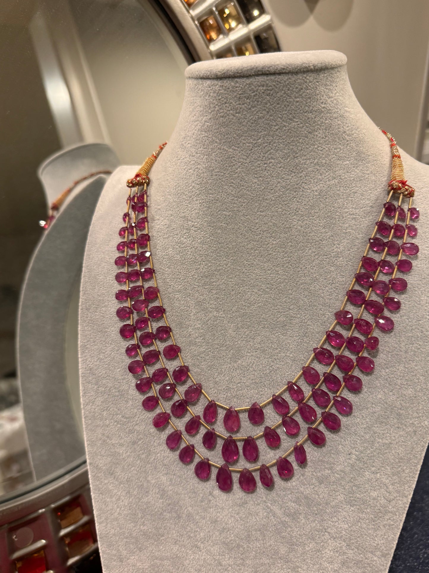 Ruby drop shape necklace