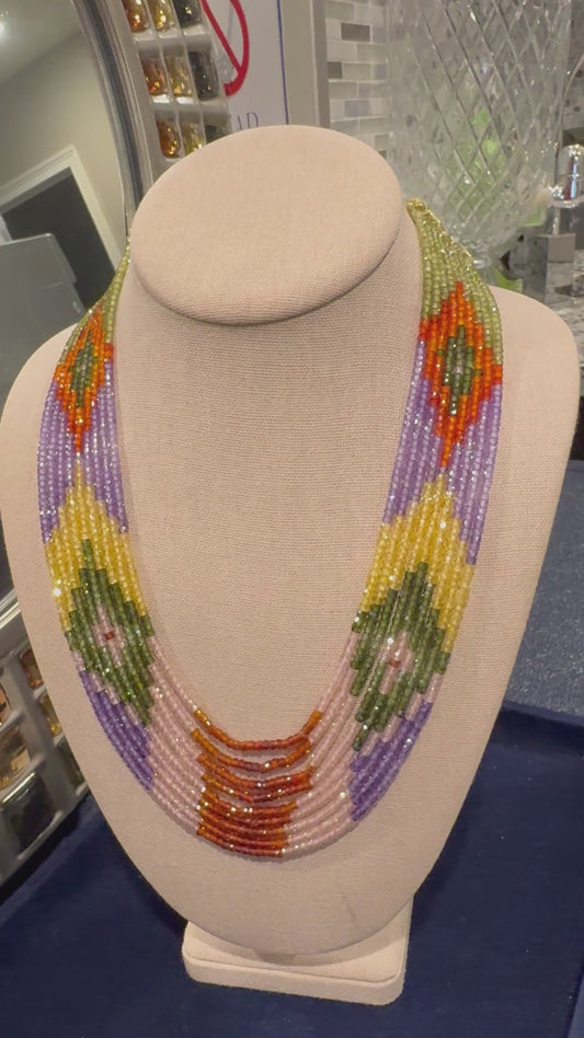 CZ cubic zirconia multi color necklace