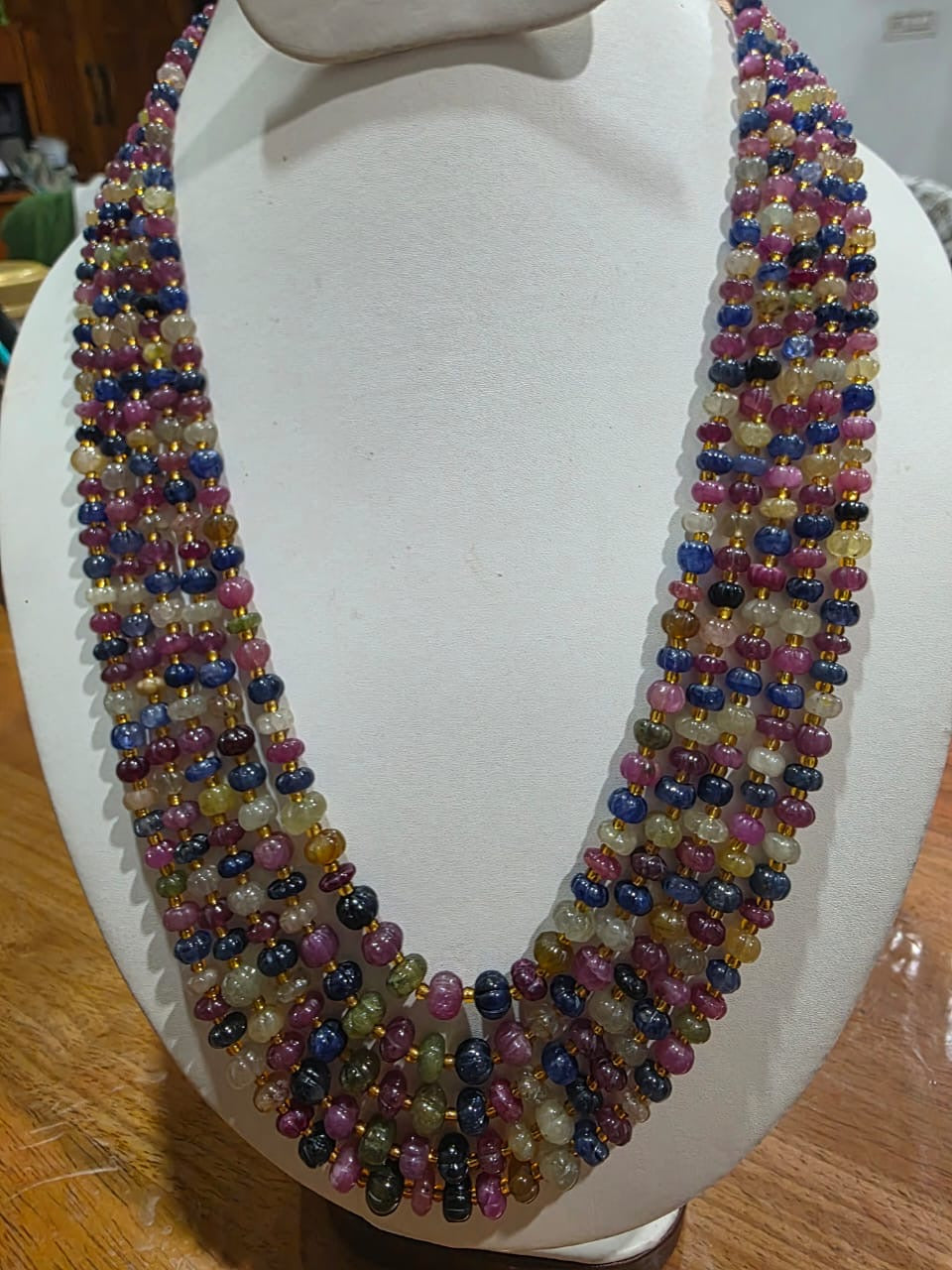 Multi sapphire pumpkin beads necklace