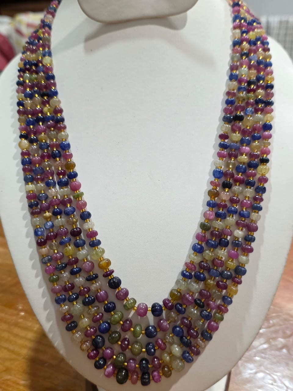Multi sapphire pumpkin beads necklace